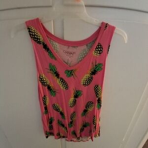 Pink Pineapple Print Tank Top